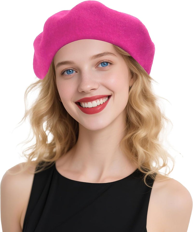 CKYPTFK Beret Hats for Women Holiday Wool French Style-Black/Red Church Hat-Clueless Outfit & Men's Beret - Image 1